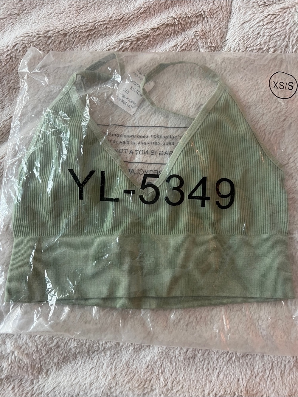 Light Green Ribbed V-Neck Bralette
